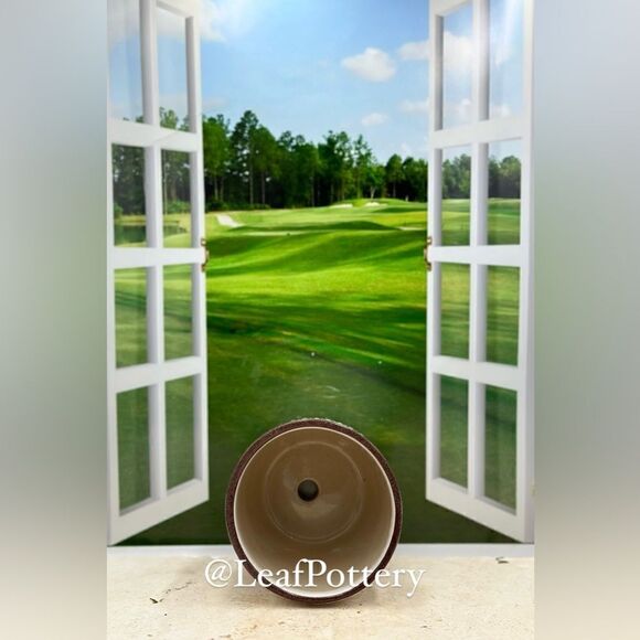 Sherley (SM) White/Brown Ceramic Planter Pot with Saucer Attached - Picture 7 of 9